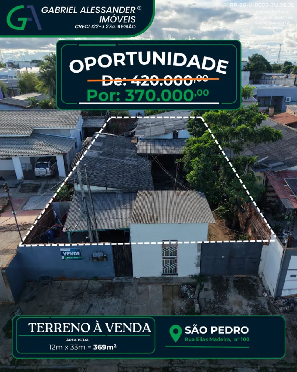 Rua Elias Madeira, n° 100 - São Pedro.