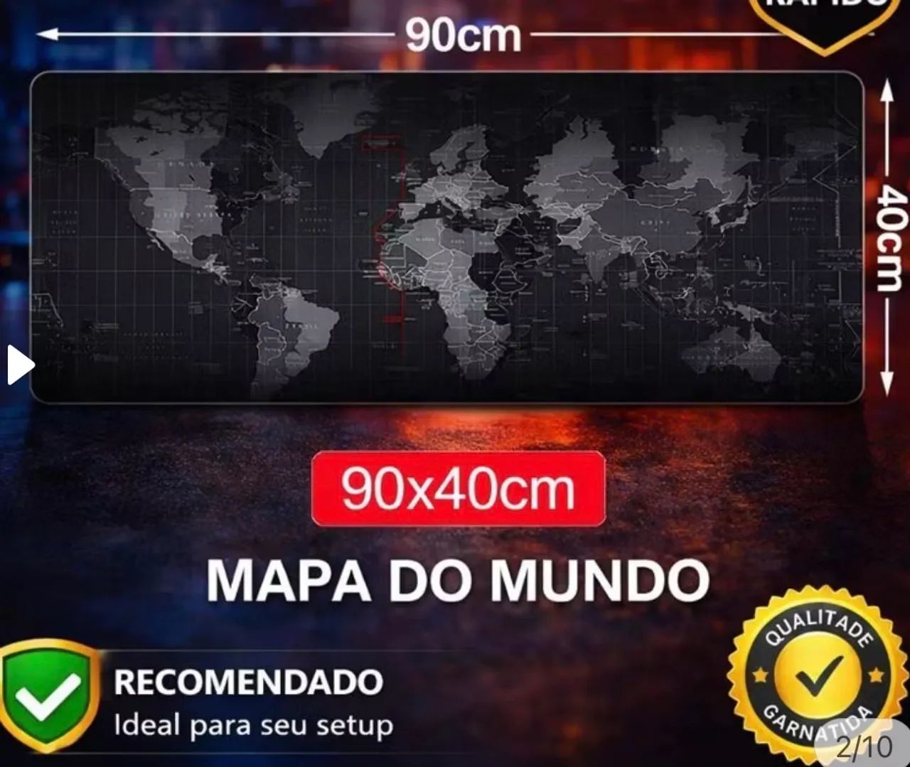 Mouse pad 90 x 40 gigante mapa mundo - Foto 2