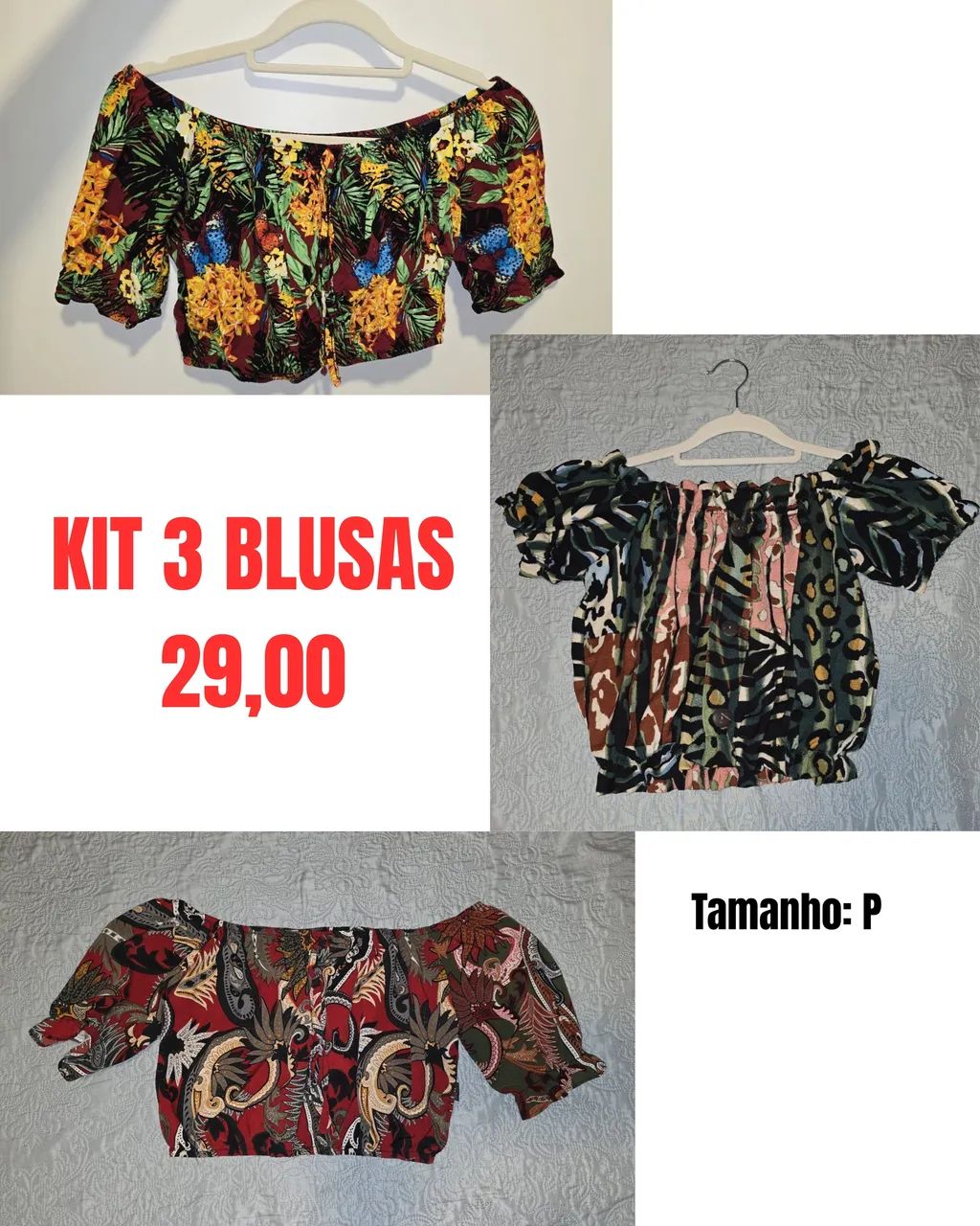 Kit 3 blusas femininas