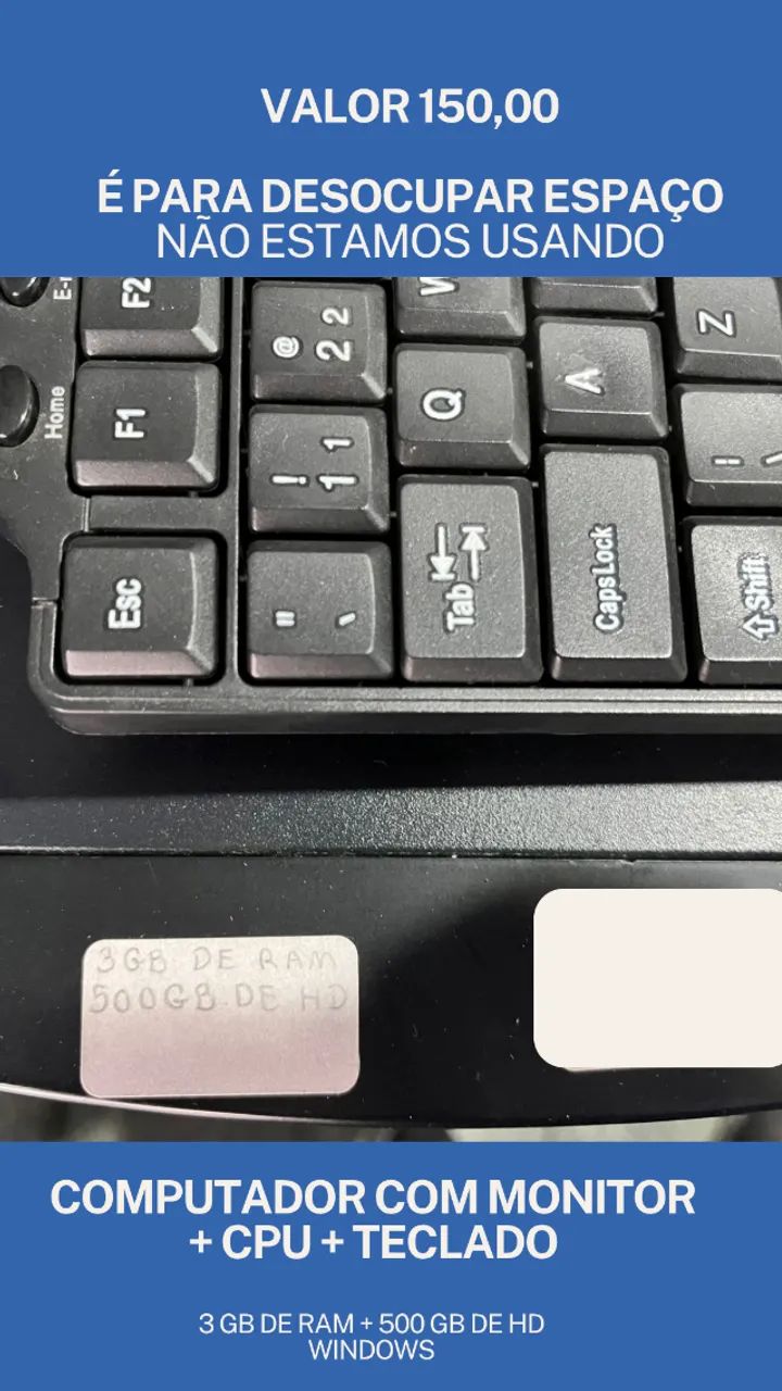 COMPUTADOR COM CPU +  TELA