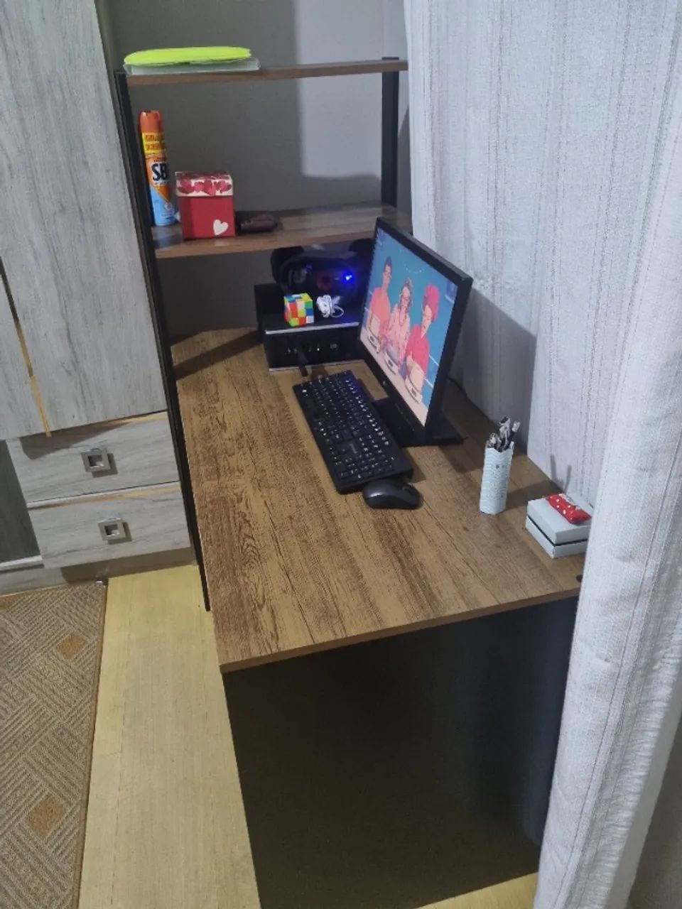 Desk with Attached Bookshelf.