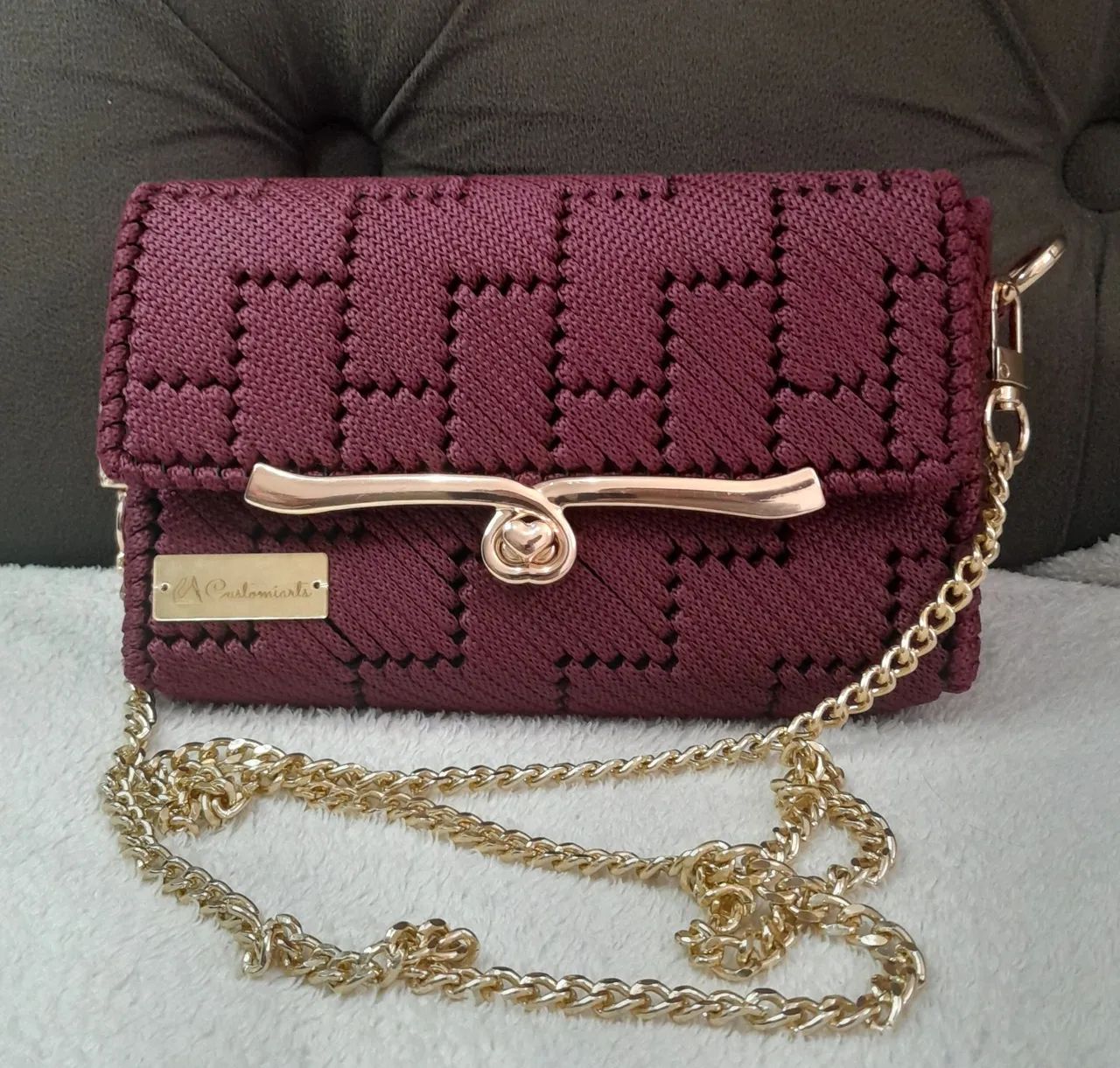 Bolsa Artesanal crochê na tela - Foto 2