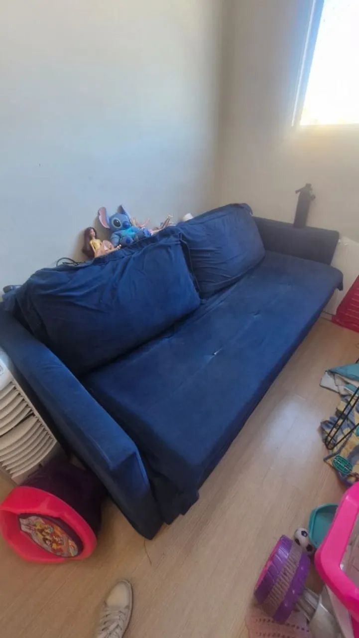 Sofa cama retratil - Azul - Foto 2