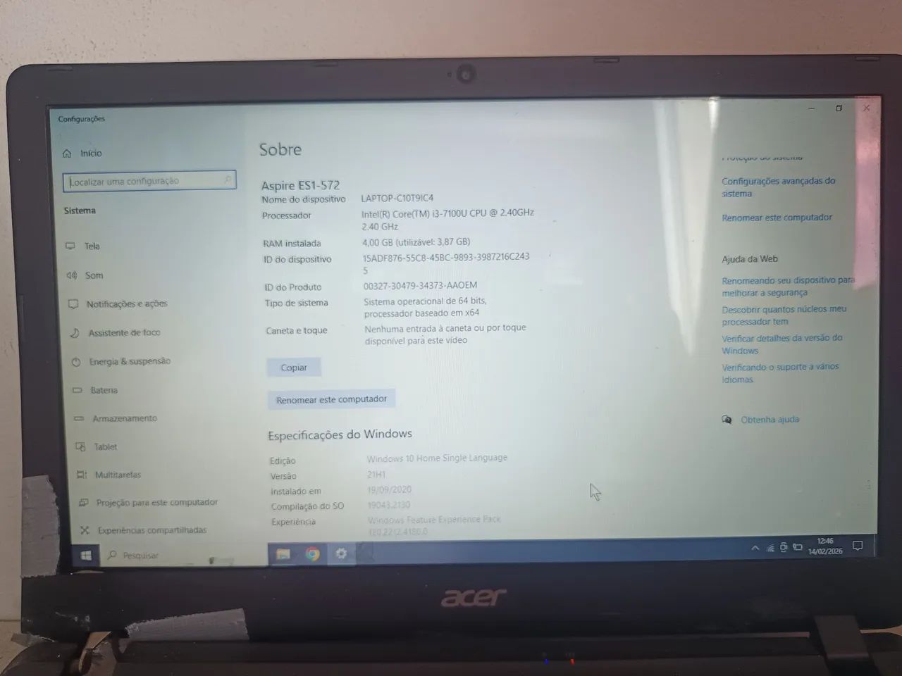 Notebook ACER - 1 TERA 