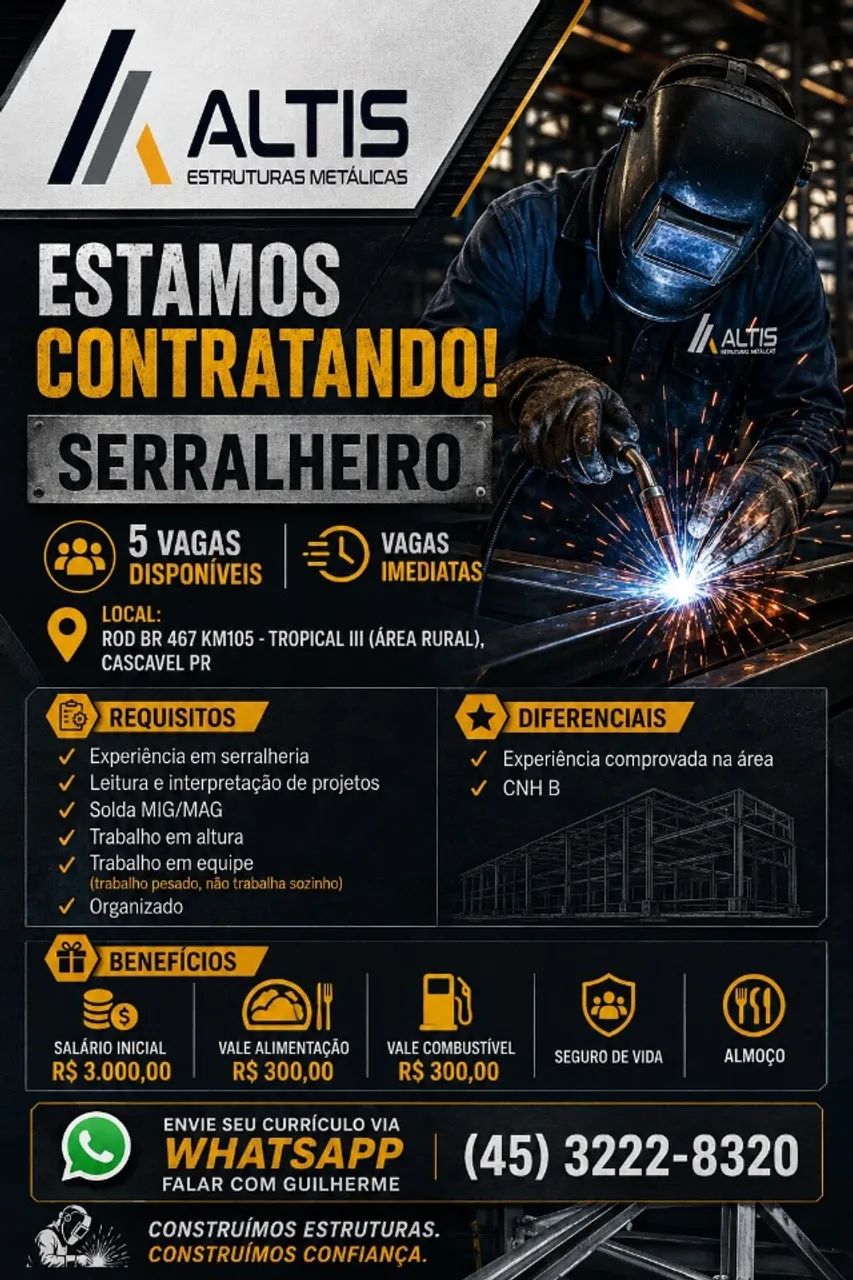 Vaga para serralheiro 