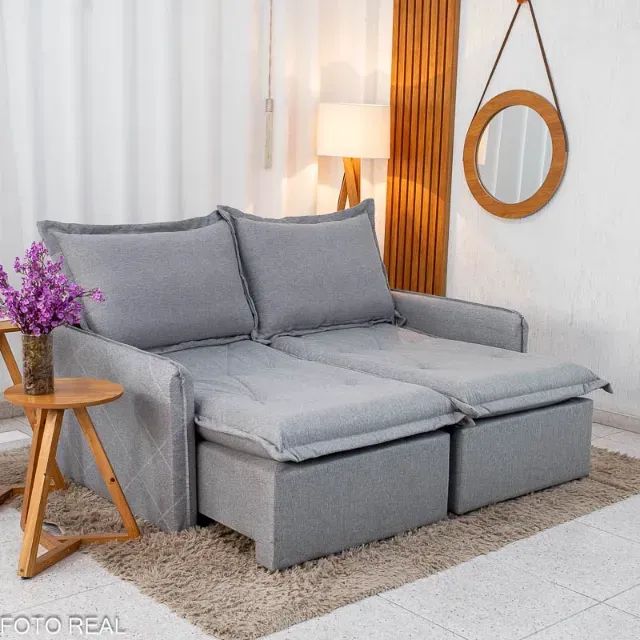 Sofá Cama 3 Lugares Linho - Alta Qualidade