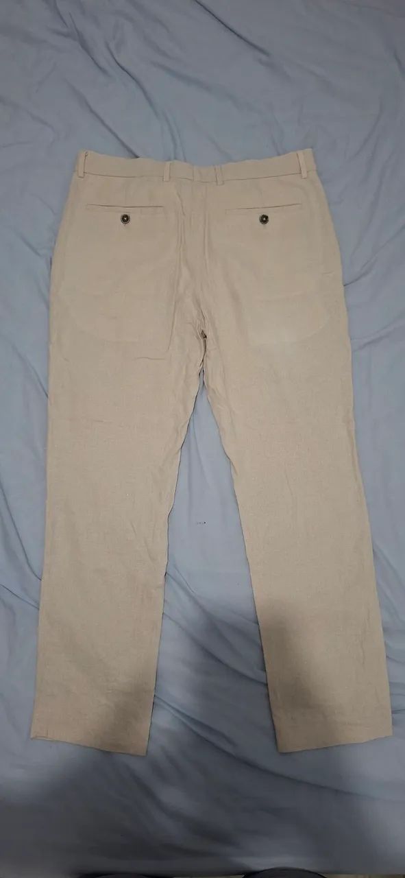 Calça bege em viscolinho - Foto 2