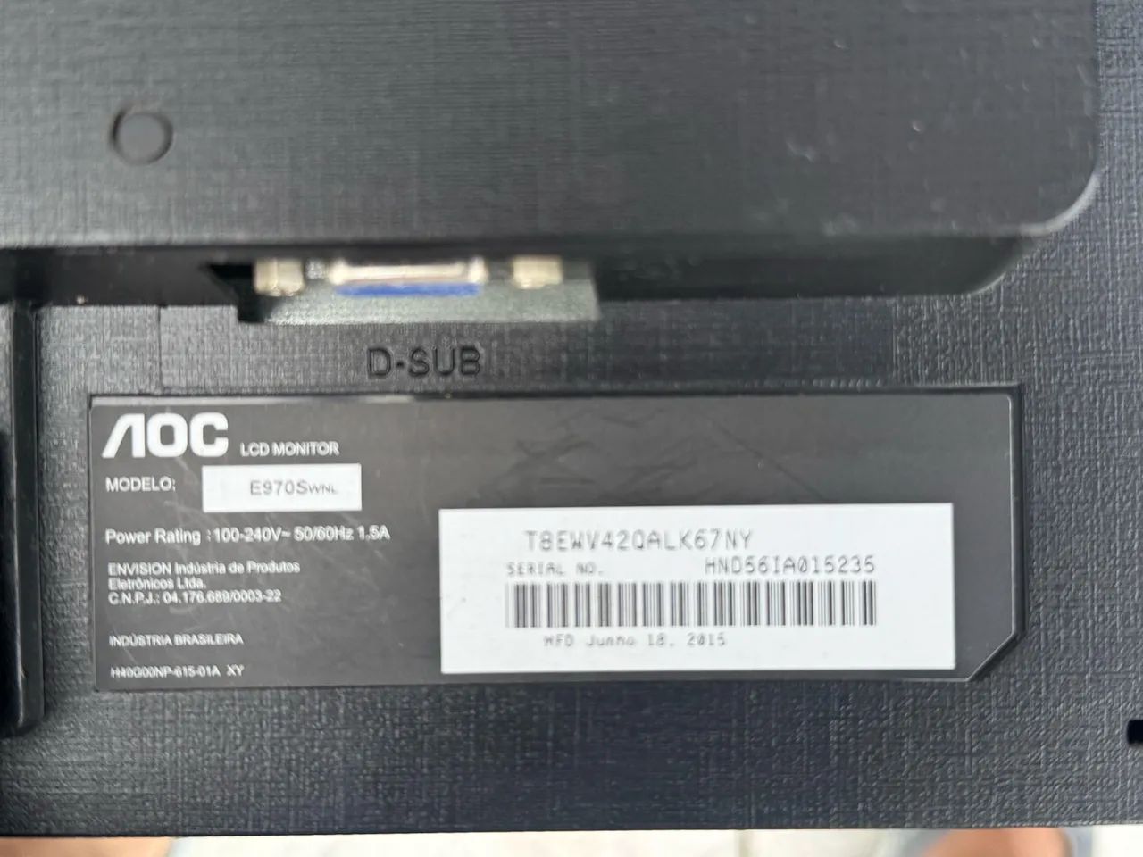 Monitor AOC E970SWNL + Cabos - Funcionando perfeitamente  - Foto 4