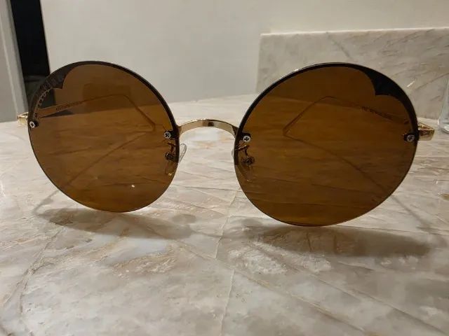 óculos de sol vintage redondo com lente marrom