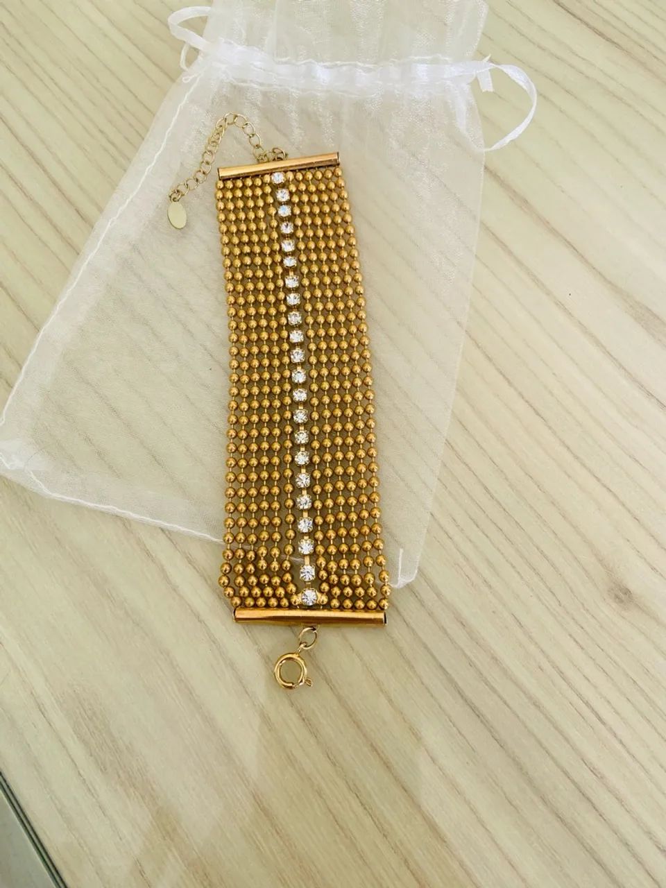 Pulseira cravejada dourada - Foto 2