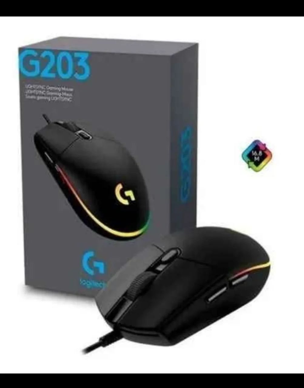 Mouse Logitech G203 e teclado mecânico Kuromori