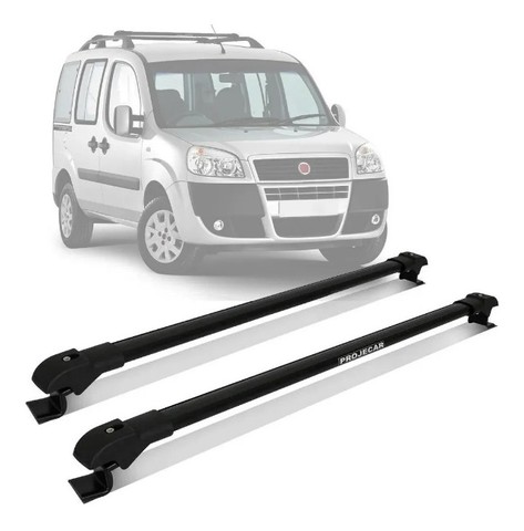 Rack Teto Travessa Fiat Doblô - Preto / Prata Alumínio  - Projecar
