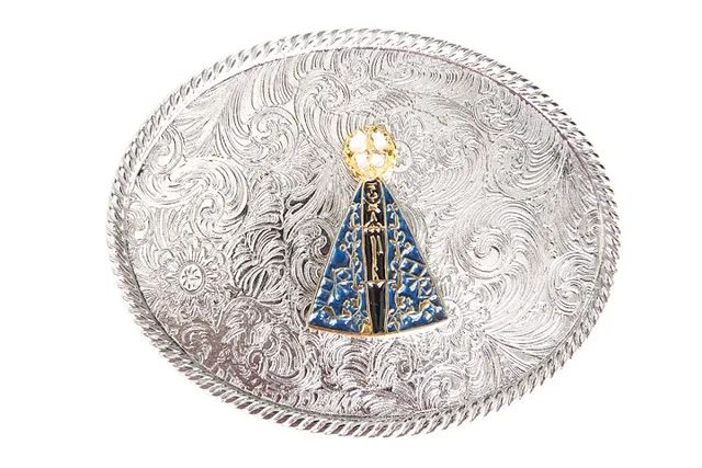 Fivela Cowboy Country Nossa Senhora Aparecida Prateada