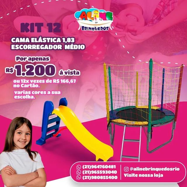 Cama elástica 1.83 escorregador médio mais gangorra  - Foto 5