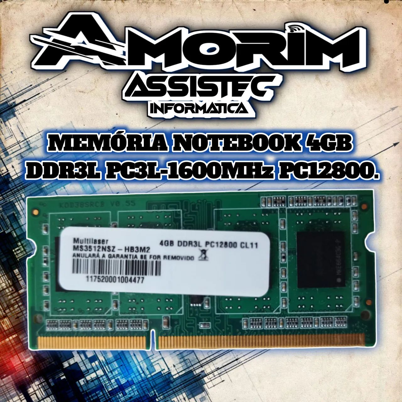 MEMÓRIA NOTEBOOK 4GB DDR3L - 1600MHZ - PC12800