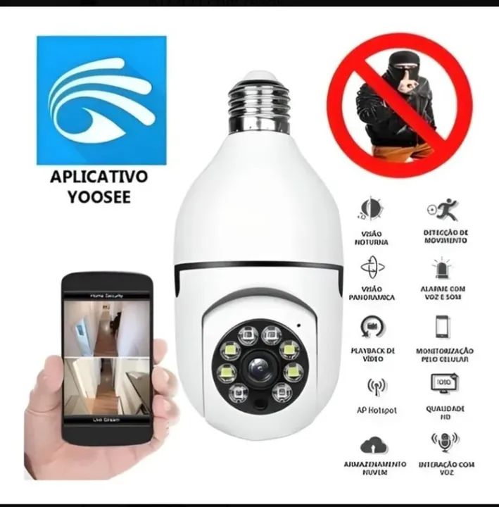Camera wifi interna para bocal de lâmpada - Foto 2