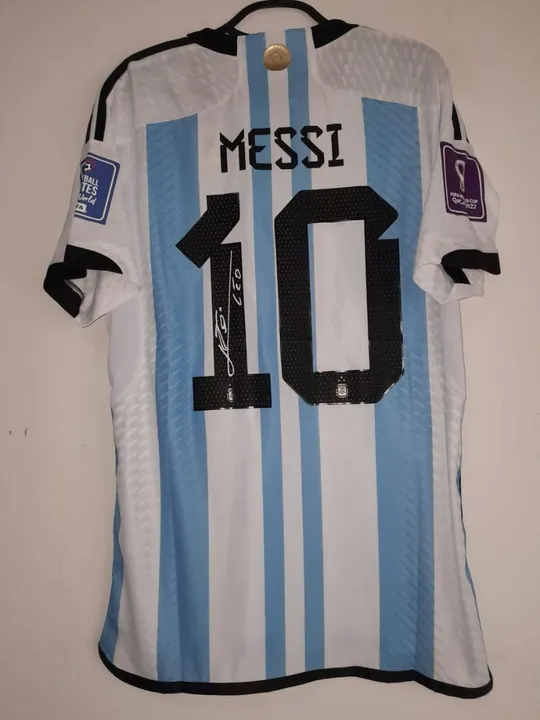 Camisa Argentina Final Copa Mundo 2022 #10 Messi Autografada Certificada