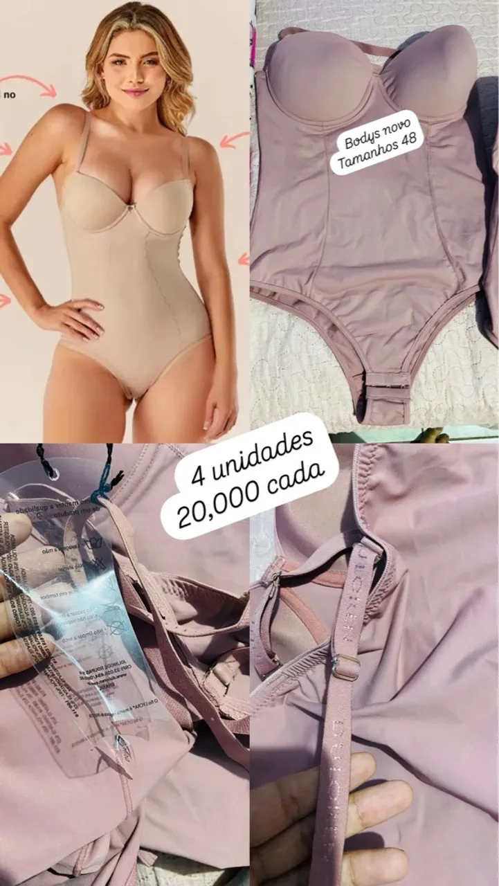 Body Modelador Novo Tamanho 48 - 4 Unidades