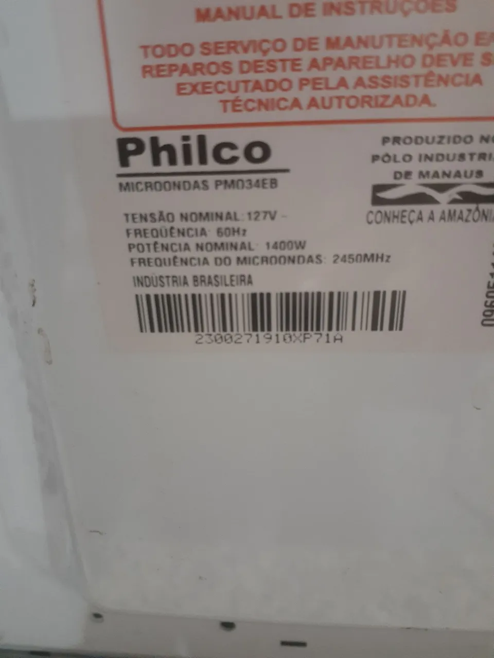 Microondas Philco PM034EB - 127V