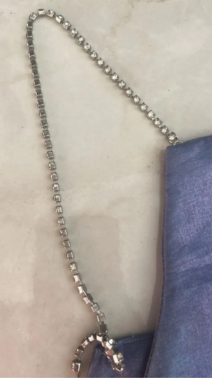 Conjunto top e calça azul acetinado, TAM 42. - Foto 2