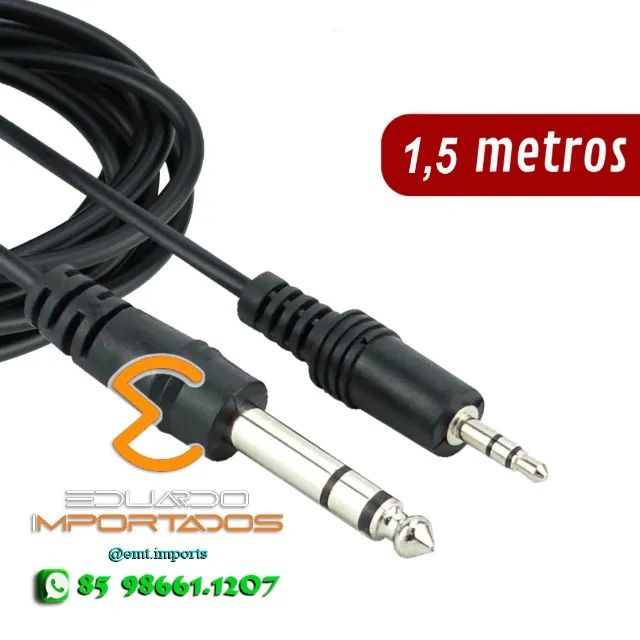 Cabo Auxiliar P2 Macho Estéreo X P10 Macho Estéreo 1,5 Metros