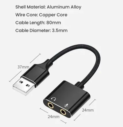 Adaptador de Áudio USB para Fone de Ouvido e Microfone - Foto 3
