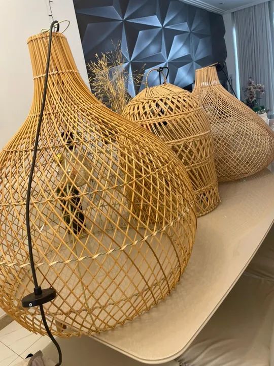 Lustres de bambu rústico  - Foto 4