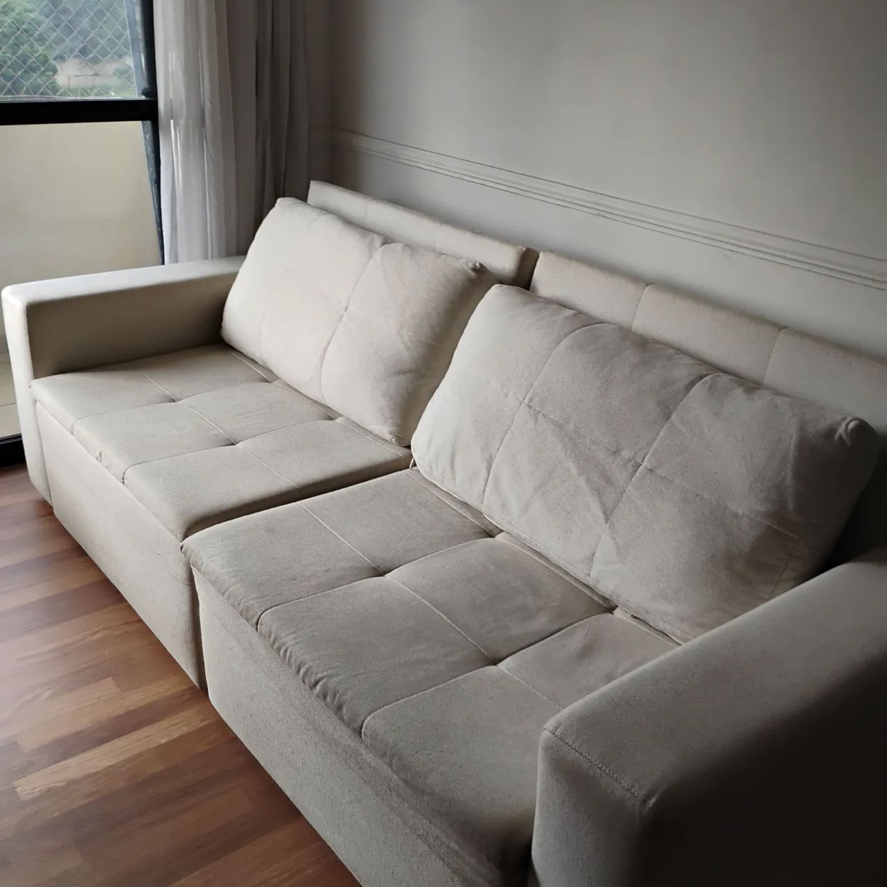 Sofá Cama  2,30 m  x 1,00  m Creme  de 4 Lugares Breton em linho  - Foto 2