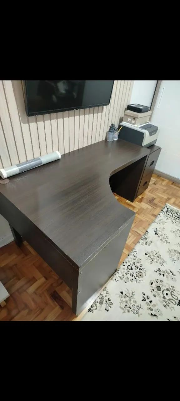 Mesa L c/ Gaveteiro em Madeira - Home Office  - Foto 2