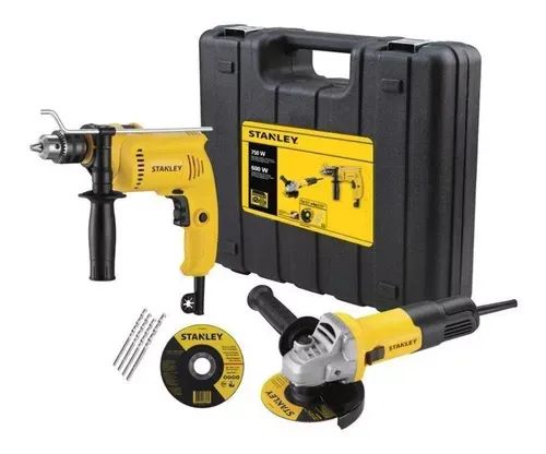 Furadeira 1/2 600w Esmerilhadeira 4.1/2 750w Stanley SHG6750KA Cor Amarelo Voltagem 220v