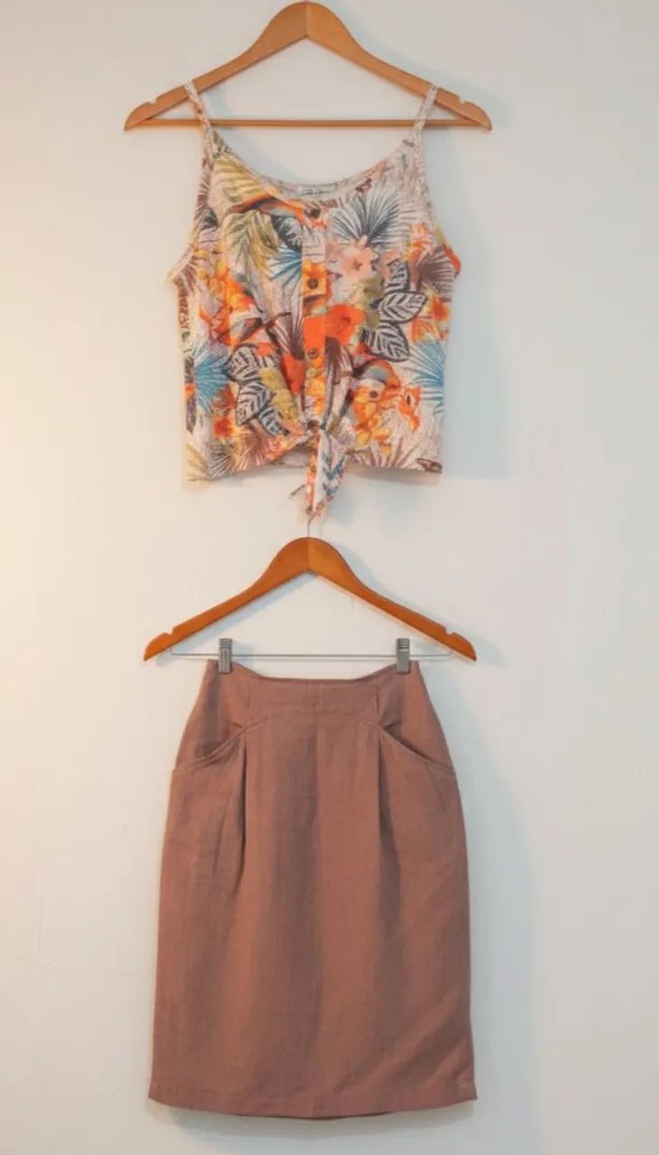  saia Boss alfaiataria e blusa tam 42