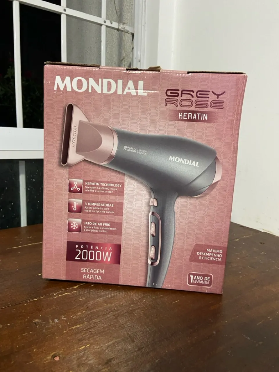 Secador de Cabelo Mondial Grey Rose Keratin 2000W
