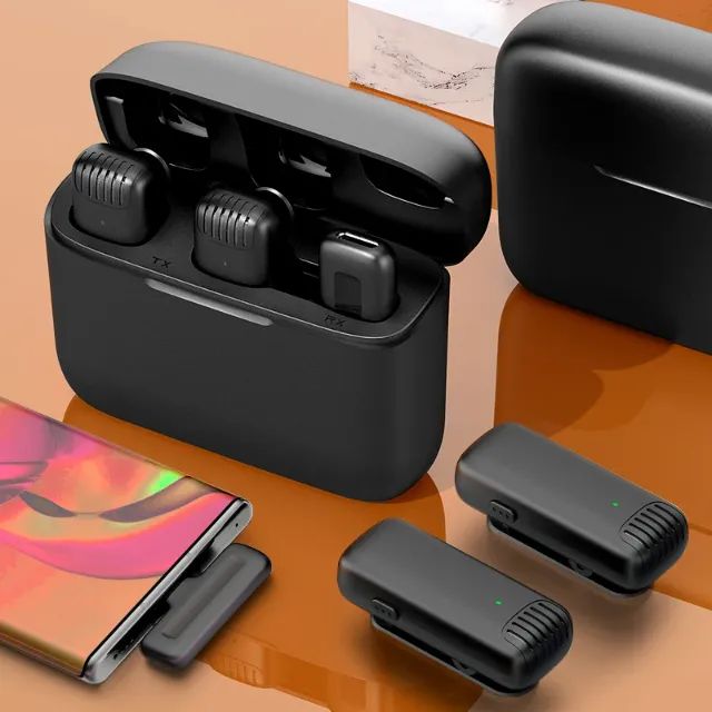 Lapela sem fio J13 Lavalier - Microfone duplo - Nas versões Tipo C e IOS