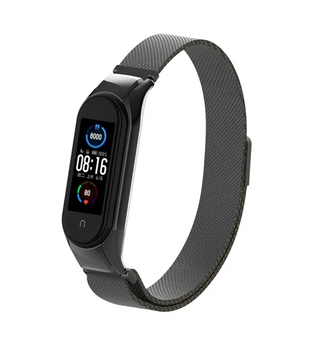 Pulseira Preta Mi Band 5 Metal Magnética