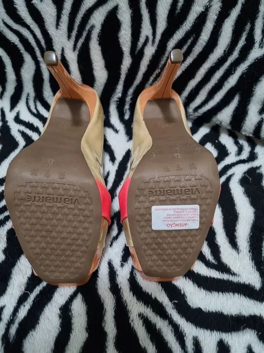 Sandália Peep Toe Bege - Foto 3