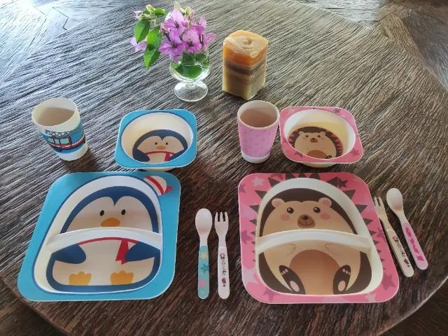 Kit alimentação - criança - Fibra de Bambu