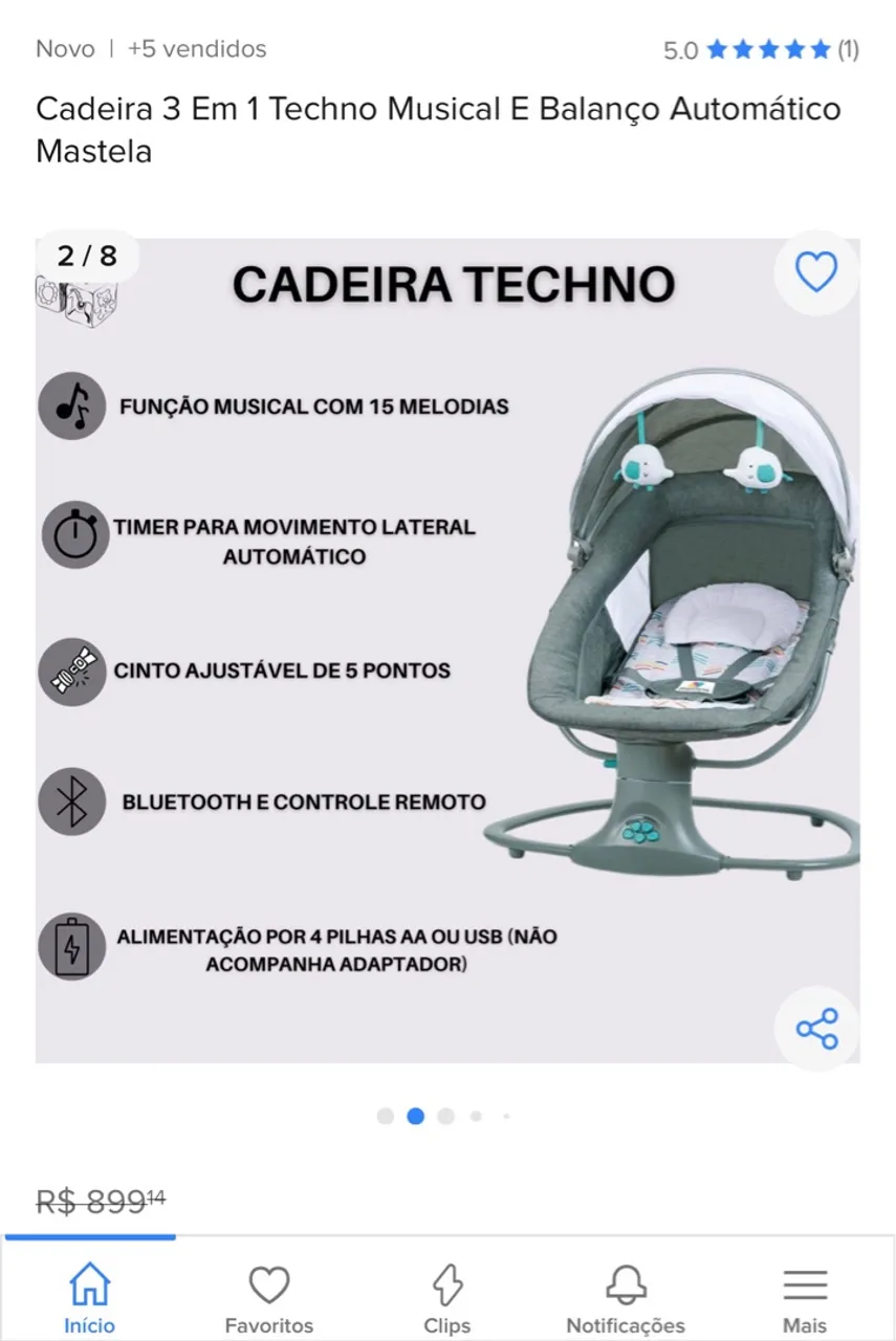 Cadeira 3 em 1 Techno Musical e Balanço Automático Mastela