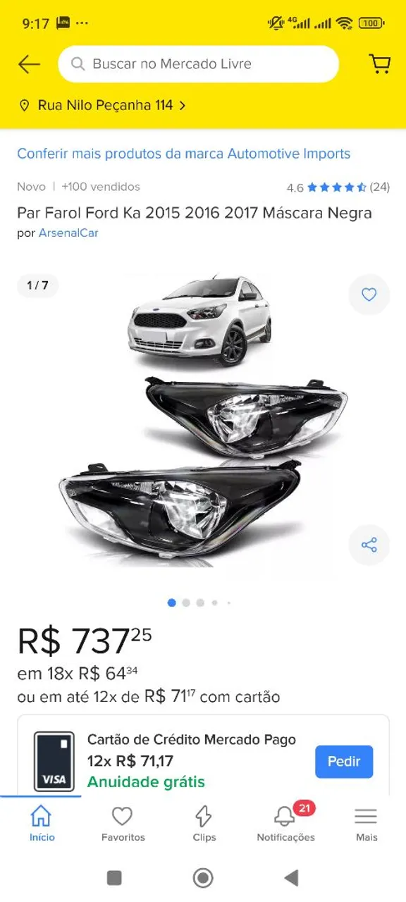 Par farol Ford Ka 2015 16 17 18 19