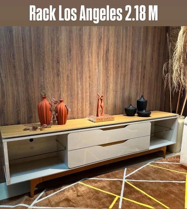 Rack Los Angeles 2,18m de Largura para Tv de até 75 Polegadas- Produto Novo