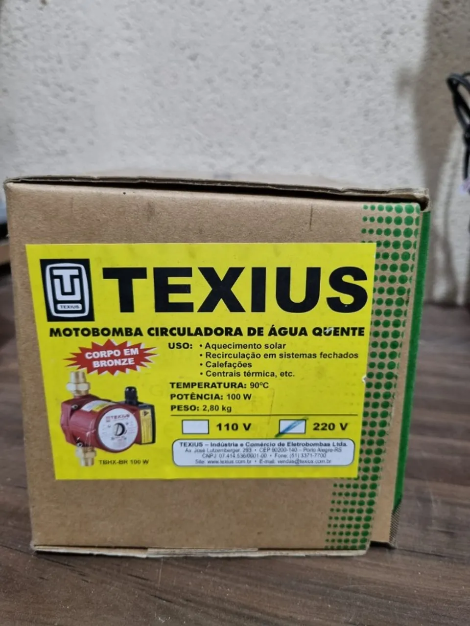 Bomba de circulação de agua quente Texius 100W