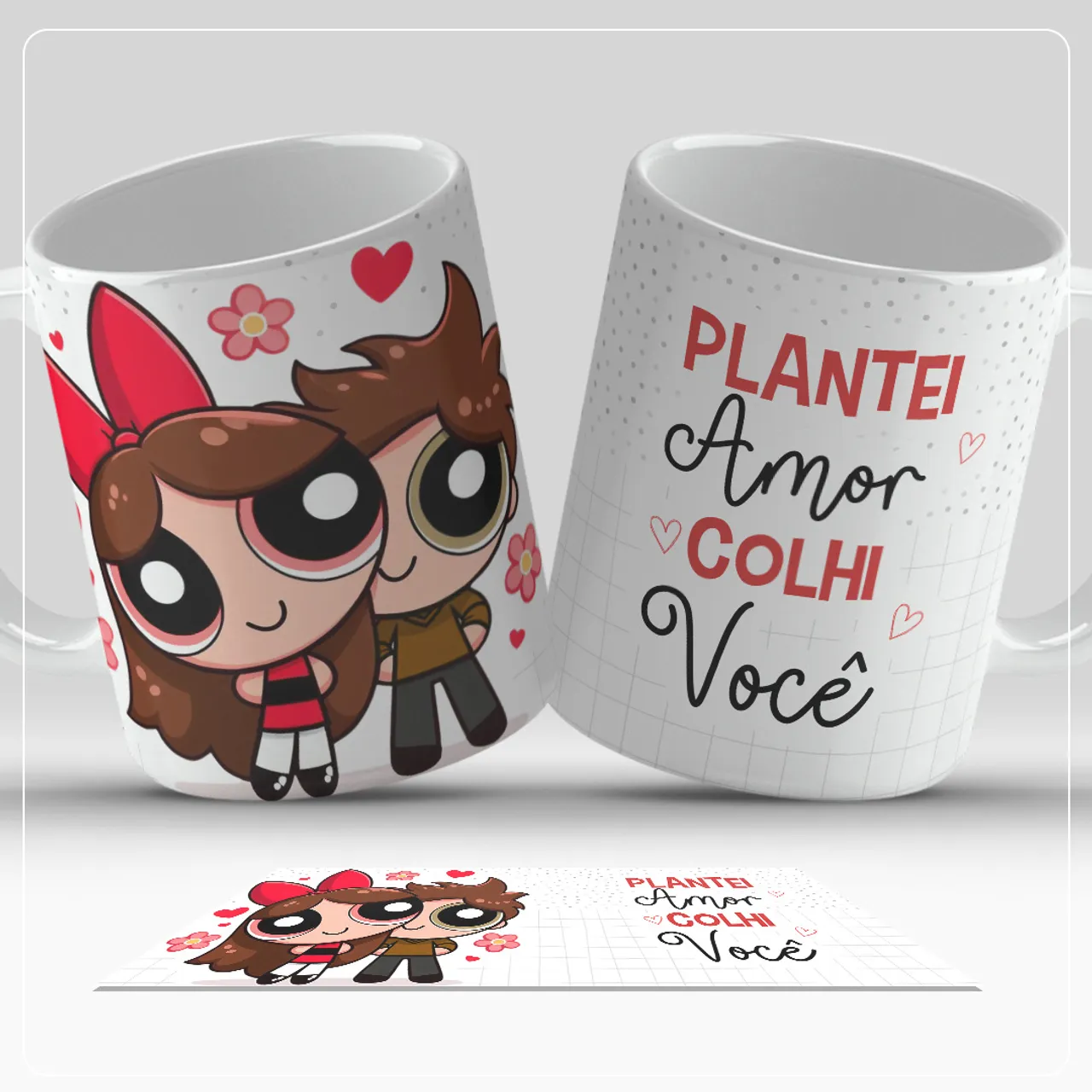 Canecas de cerâmica personalizadas com desenho de casal
