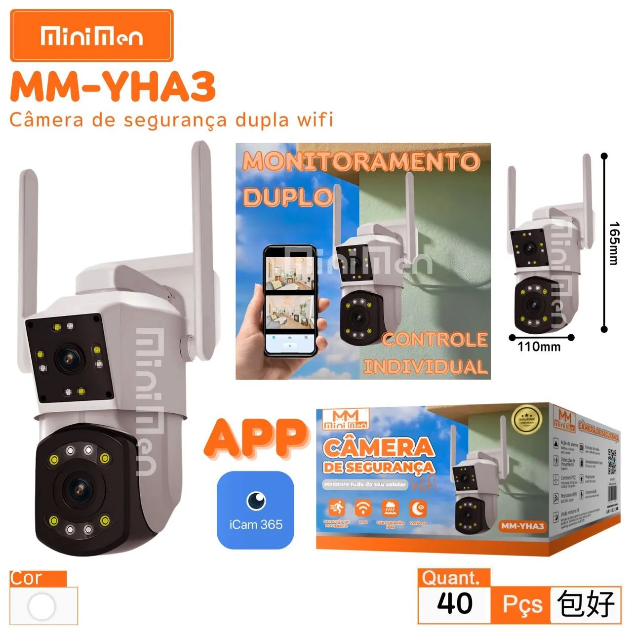 Câmera de segurança Dupla Wifi MM-YAH3
