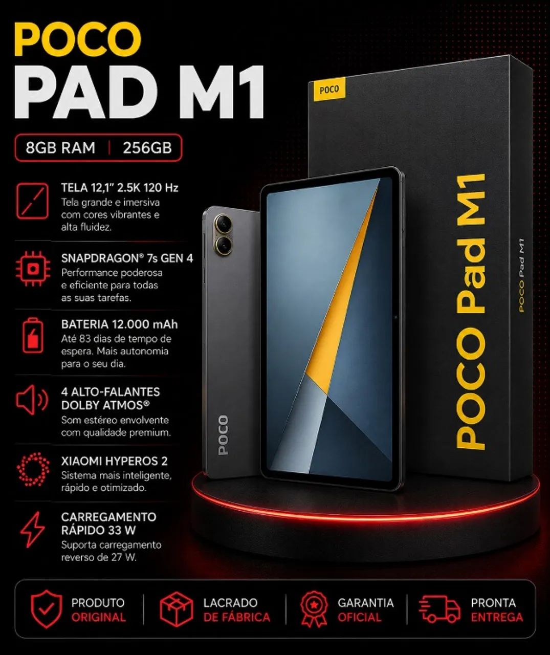 POCO Pad M1 8GB 256GB Com Tela 12.1