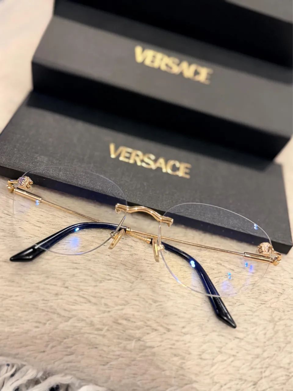Óculos Para Grau Versace Metal Dourado - Foto 3
