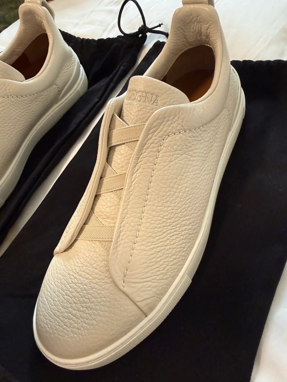 ZEGNA Tênis Triple-Stitch - Branco em Couro - Foto 2