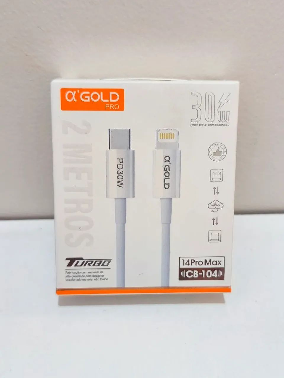 Cabo 2 Metros Tipo C para Lightning 30W A'GOLD  - Foto 2