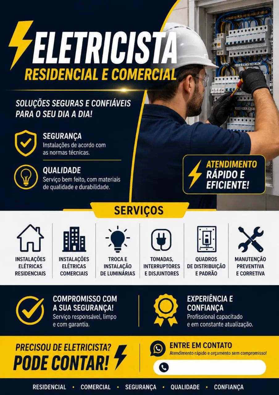 Eletricista Residencial e Comercial.