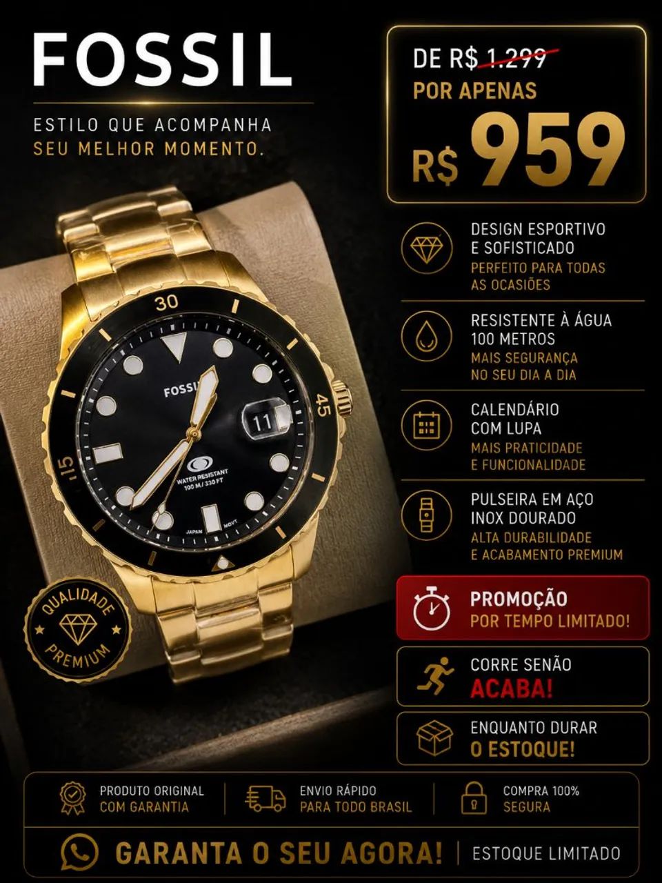 Relógio masculino Fossil 