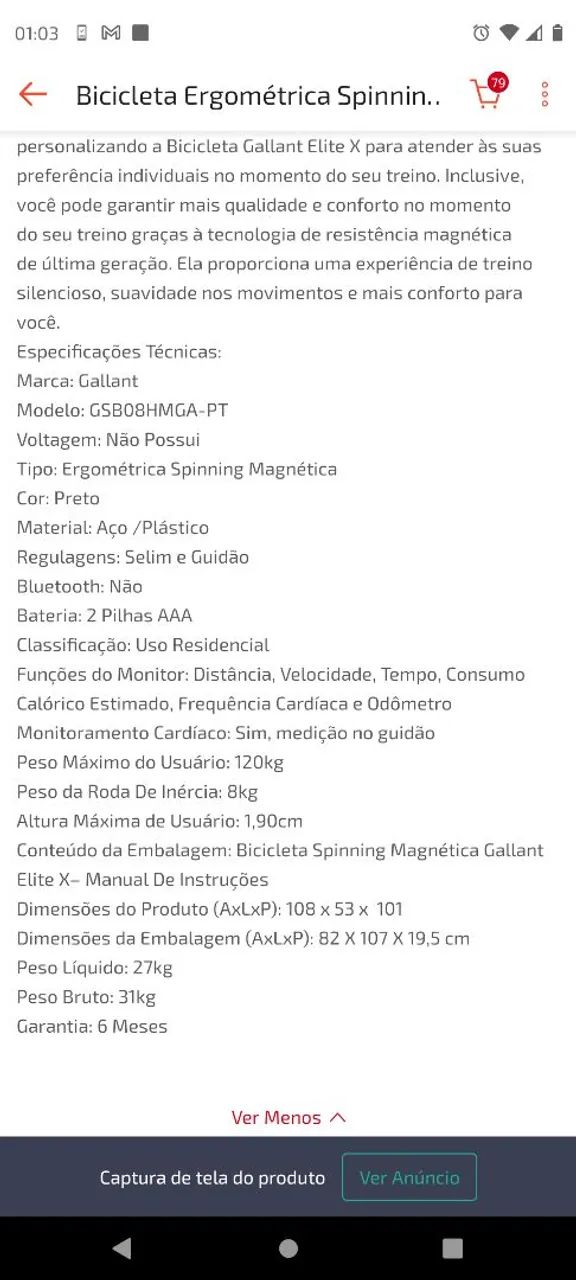 Bicleta ergométrica 