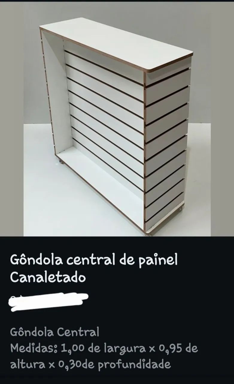 Gôndola central de painel canelado